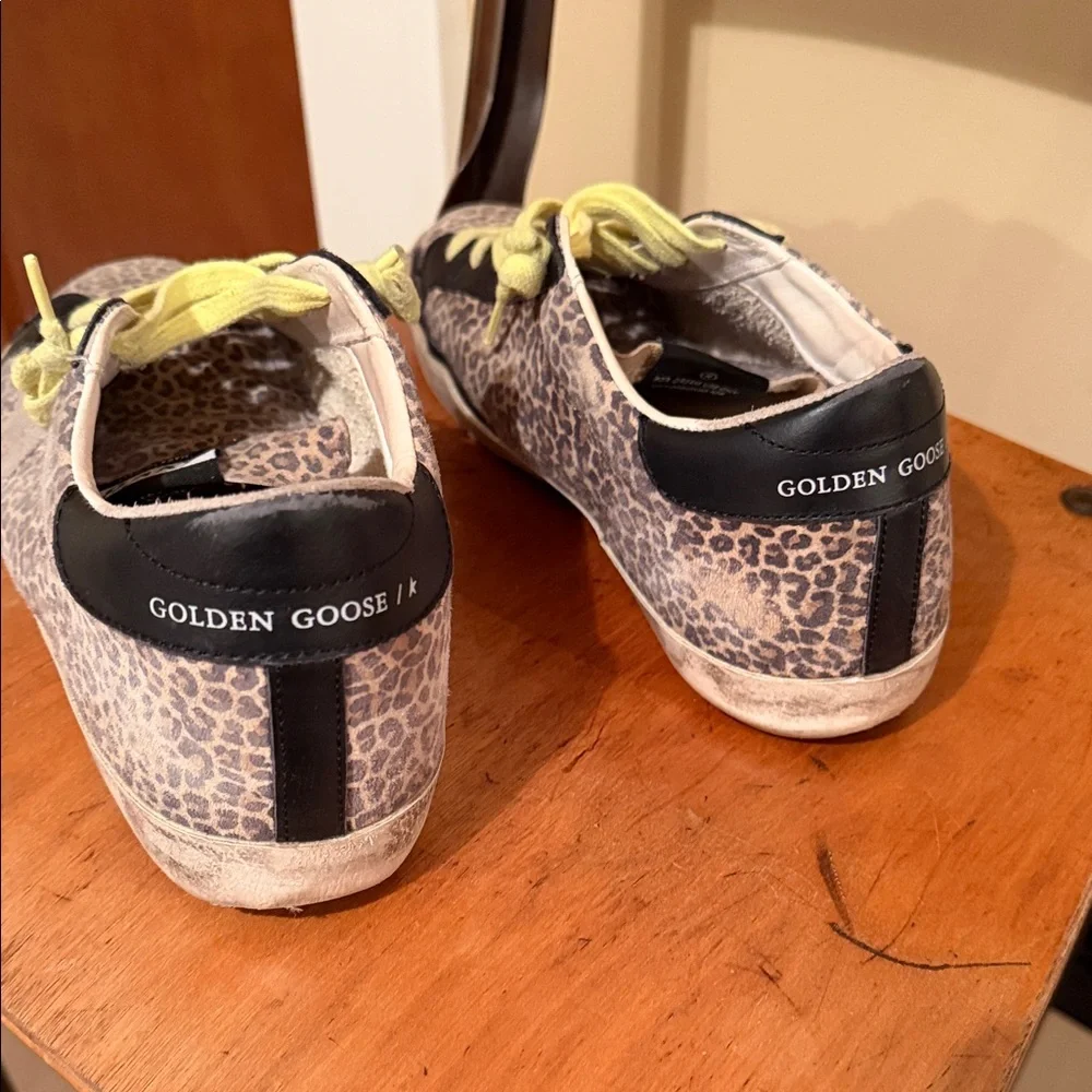 Women’s Golden Goose Leopard Print Sneakers with Yellow Laces - Picture 4 of 6